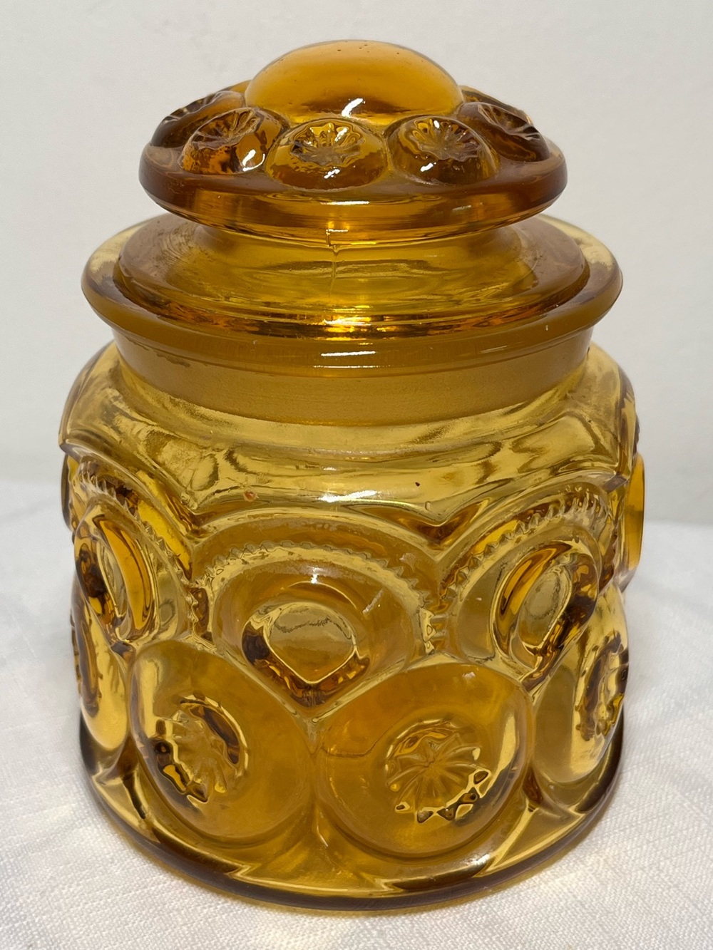 Vintage L.E. Smith Amber Glass Moon & Stars Apothecary Canister with Lid
MCM